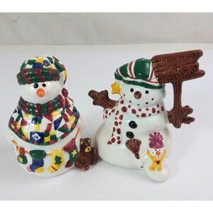Vintage Winter By Leslie Beck JC Penny Christmas Snowmen Salt & Pepper Shakers